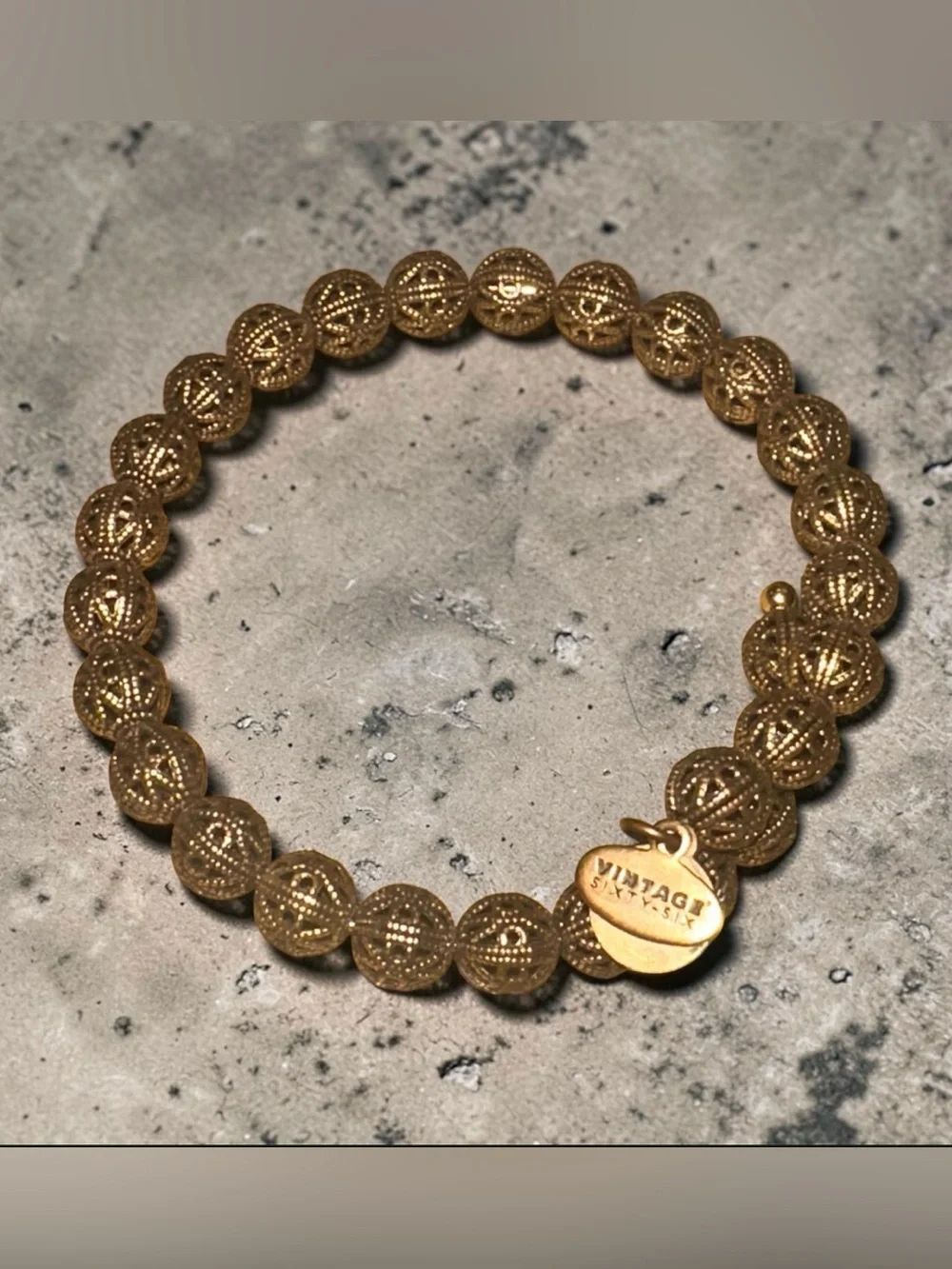 Alex and Ani vintage 66  Bronze Filigree Beaded wrap Bracelet
